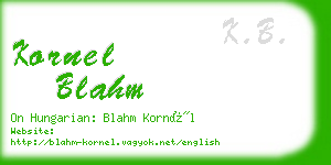 kornel blahm business card